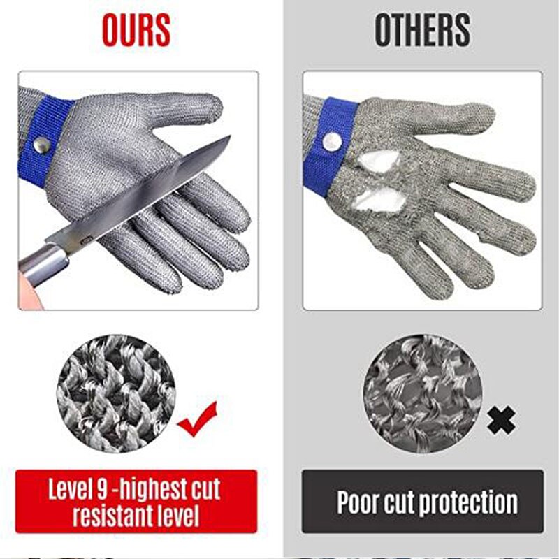 Guantes de malla de carnicero de para proteger contra bacterias, guantes de acero inoxidable 100% para proteger la carne, guantes de hilo antibacteriano
