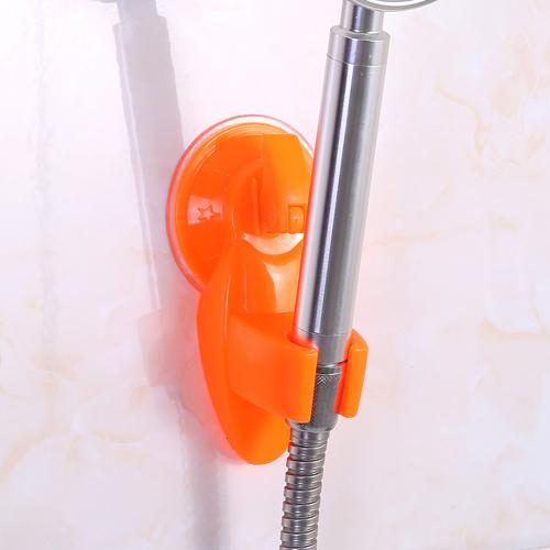 Bathroom Plastic Strong Suction Cup Wall Mounted Shower Head Bracket Holder Seat: Orange