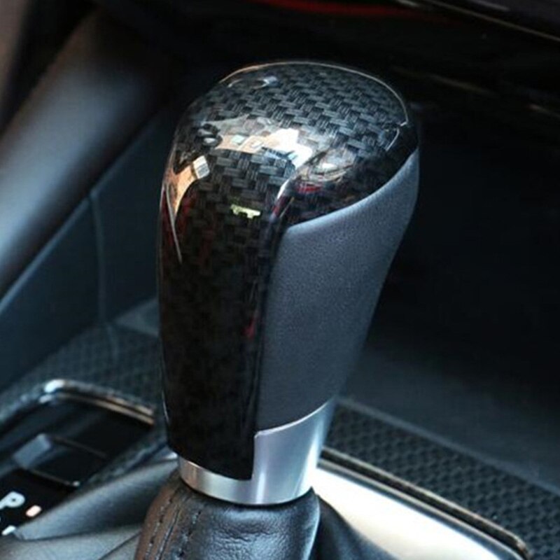 Perilla de palanca de cambios de coche de fibra de carbono, Panel de Control, cubierta de marco de cabeza de engranaje, pegatina embellecedora para Mazda Cx-5 Cx5 Cx 5 , accesorios