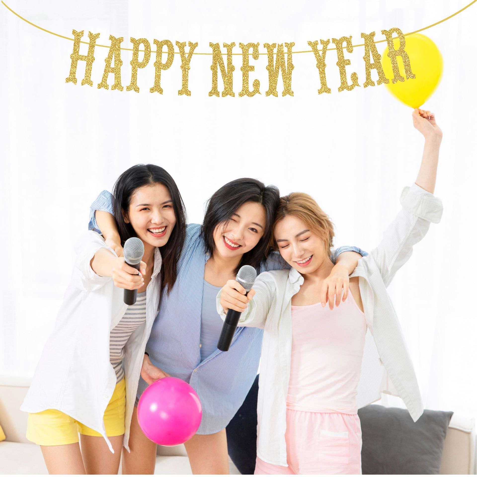 Happy Year Merry Christmas Banner Paper Garland Bunting Christmas Party Year Home Hanging Flags Decoration