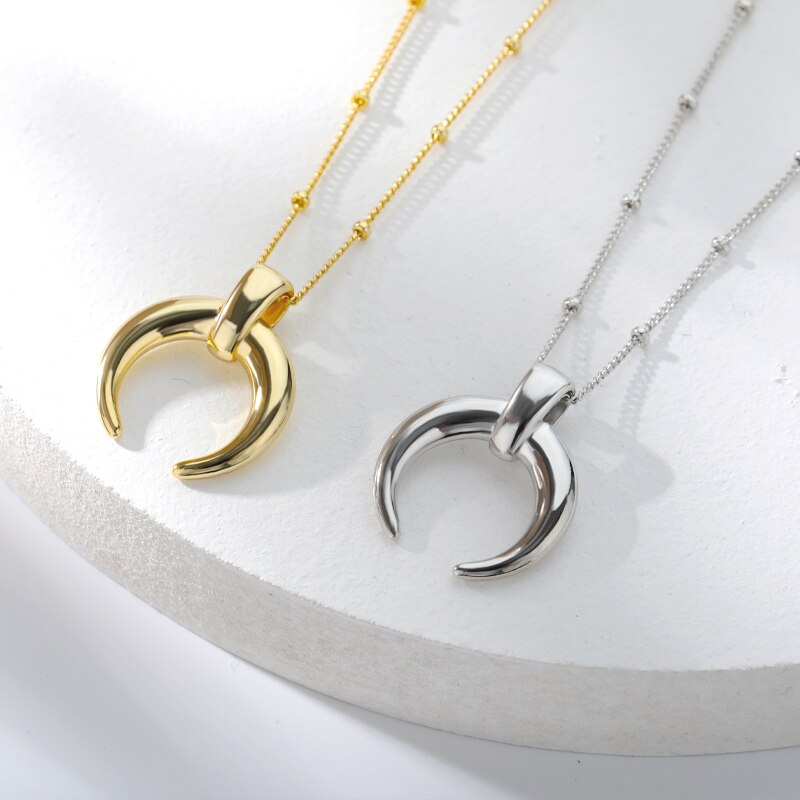 Måne vedhæng halskæde til kvinder krave guld splint farve rustfrit stål måne halvmåne halskæde collier femme smykker