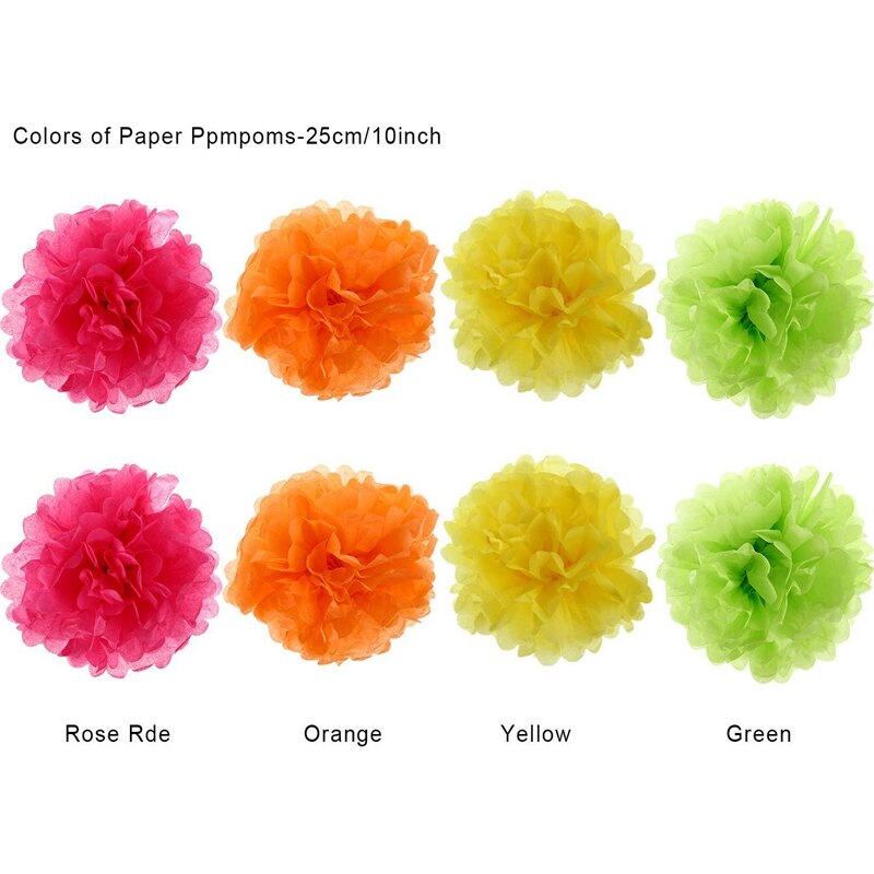 Decoração de festa mexicana, 15 peças corredor de mesa em papel ventilador pompom bola de feltro colorido guirlanda suprimentos de roupa