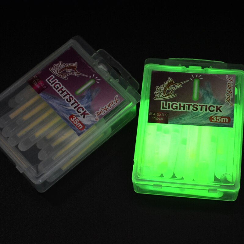 Fish king fishing lys float 15pc/ lot lys stick night float stang lys mørk glød fluorescerende lys pind fiske tilbehør