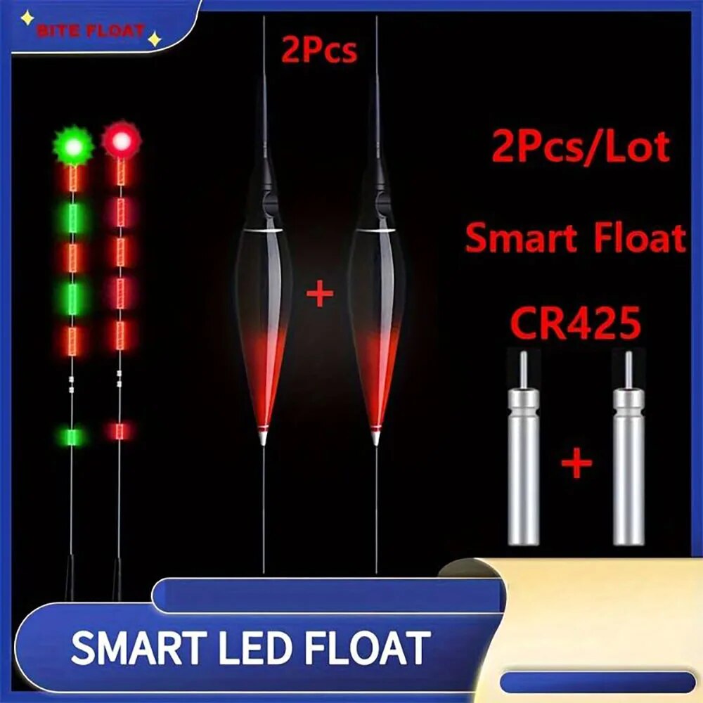 2 Stück Smart Fishing Float, LED Night Fishing Float, Farbwechsel-Bissanzeige, Angelzubehör
