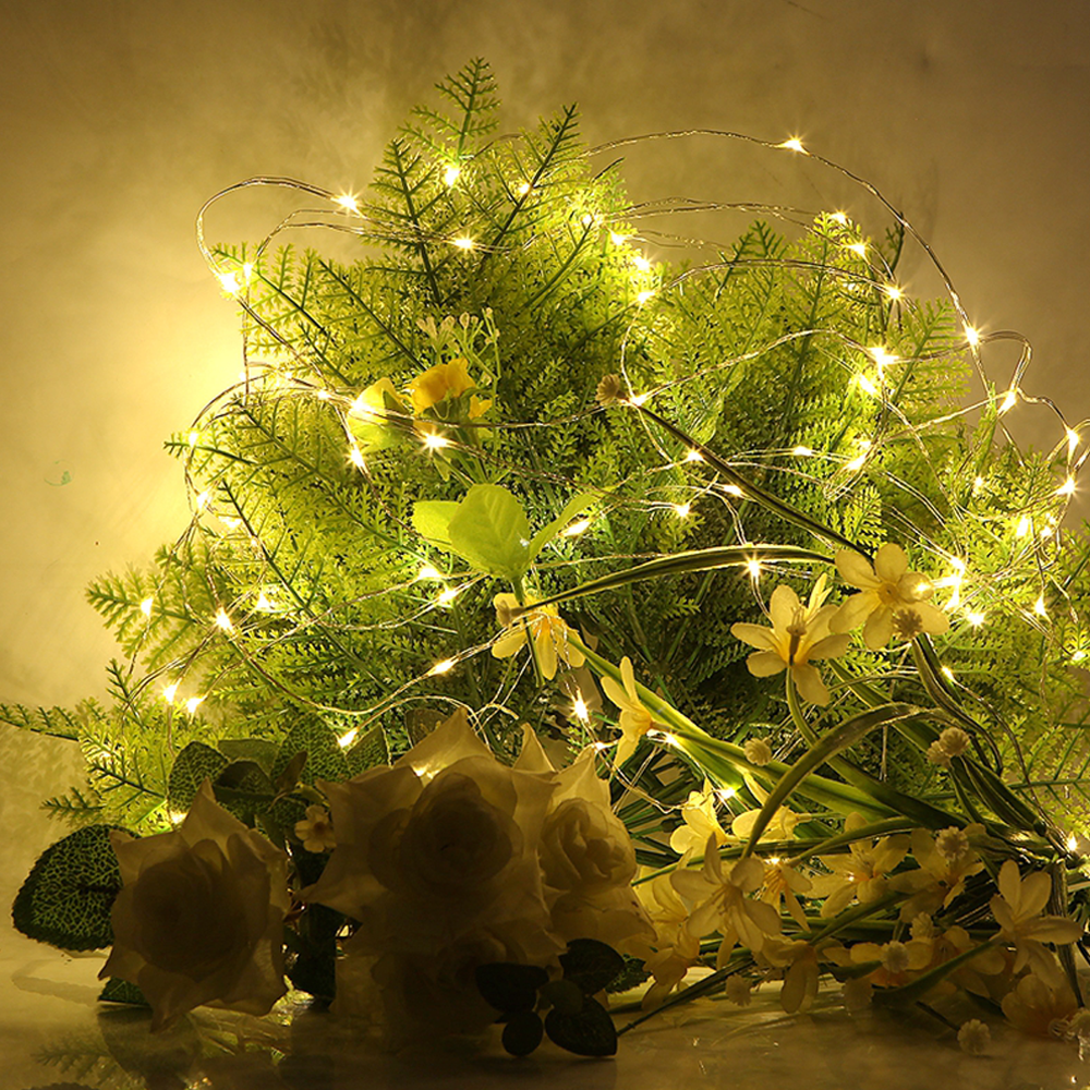 Guirlande lumineuse Led à piles en fil de cuivre, guirlande lumineuse à faire soi-même, pour noël, fête de mariage, décoration de chambre à coucher