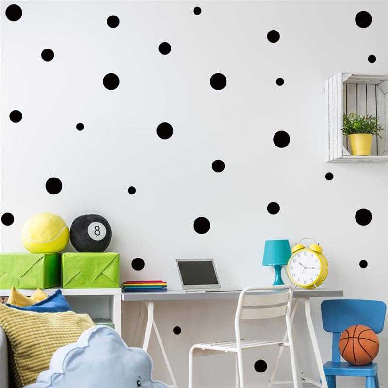 Dot Wall Stickers Removable Dot Decals Round Sticker for Festive Wall Decor Baby Nursery Kids Room (Black)