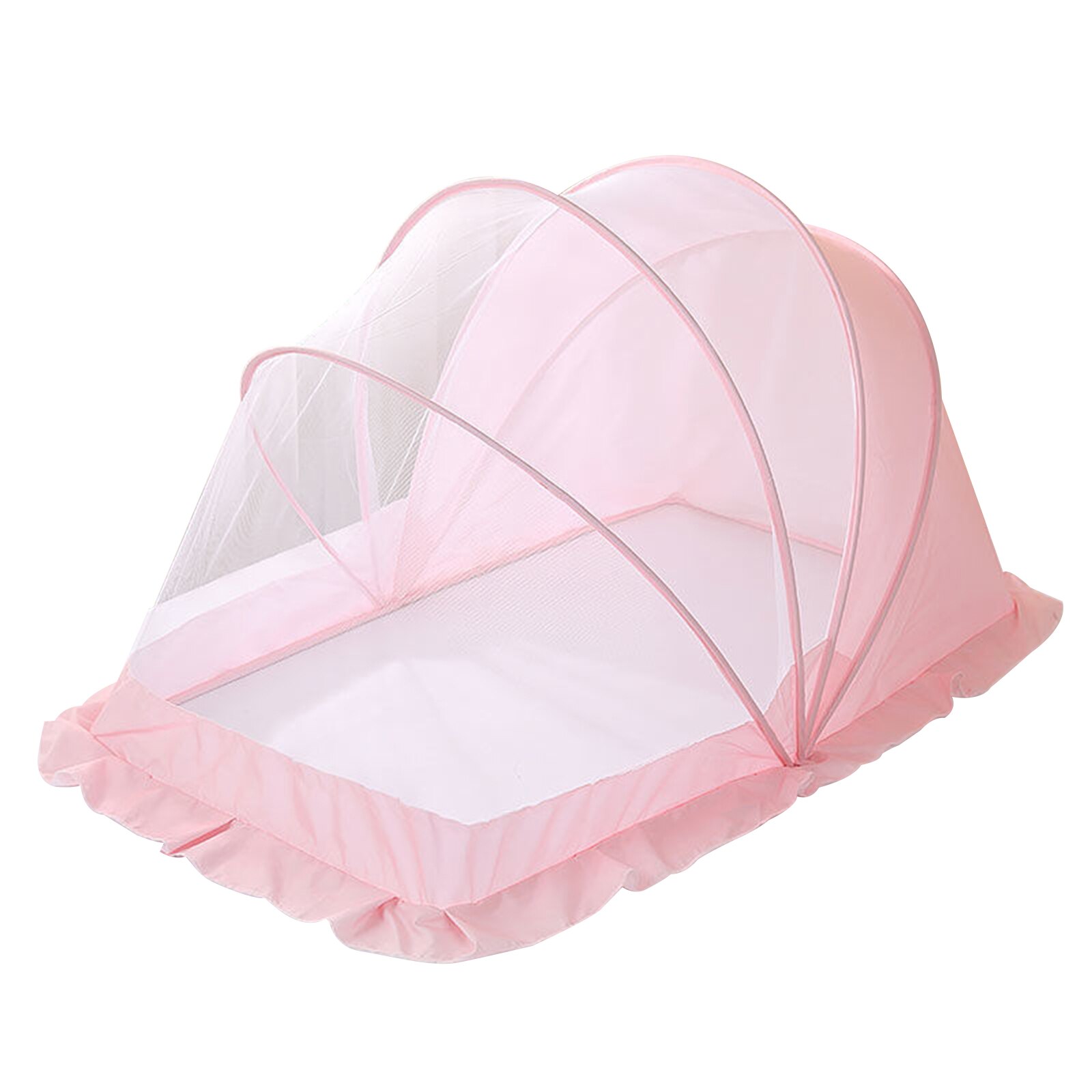 Mosquitera para recién nacido, con cuatro formas en U, reforzada, sin fondo, sin tornillo, herramienta de tela para sombrear efectiva: Rosa