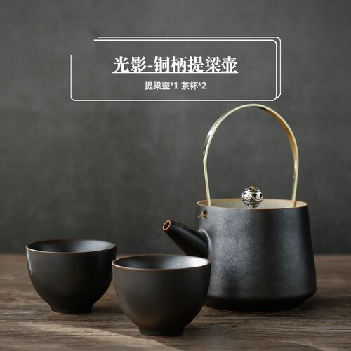 3 stykke sæt stentøj keramik pot pot tekande keramik husholdning puer pot te maker kung fu te sæt tekop: 2