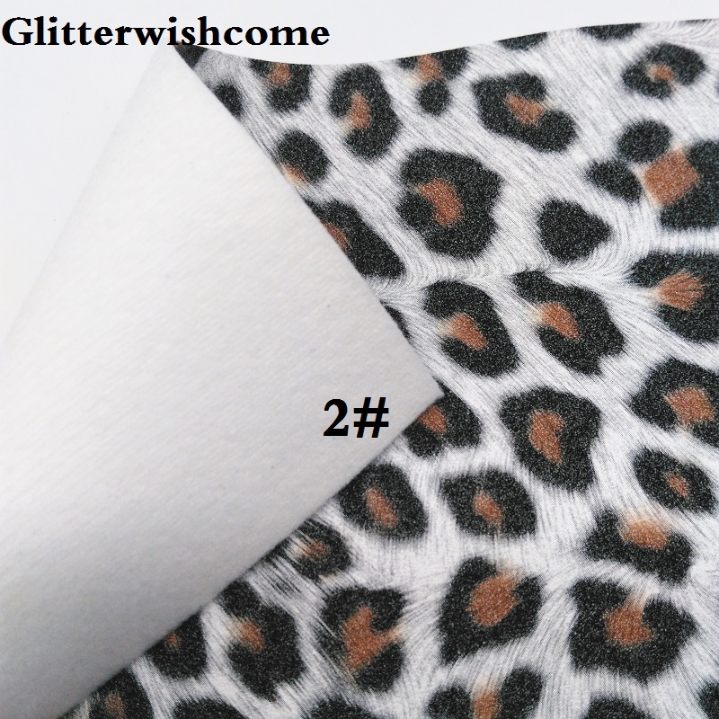 Glitterwishcome 21X29CM A4 Size Vinyl Voor Bogen Gedrukt Luipaard Op Suède Faux Lederen Lakens Voor Bows, GM3199B