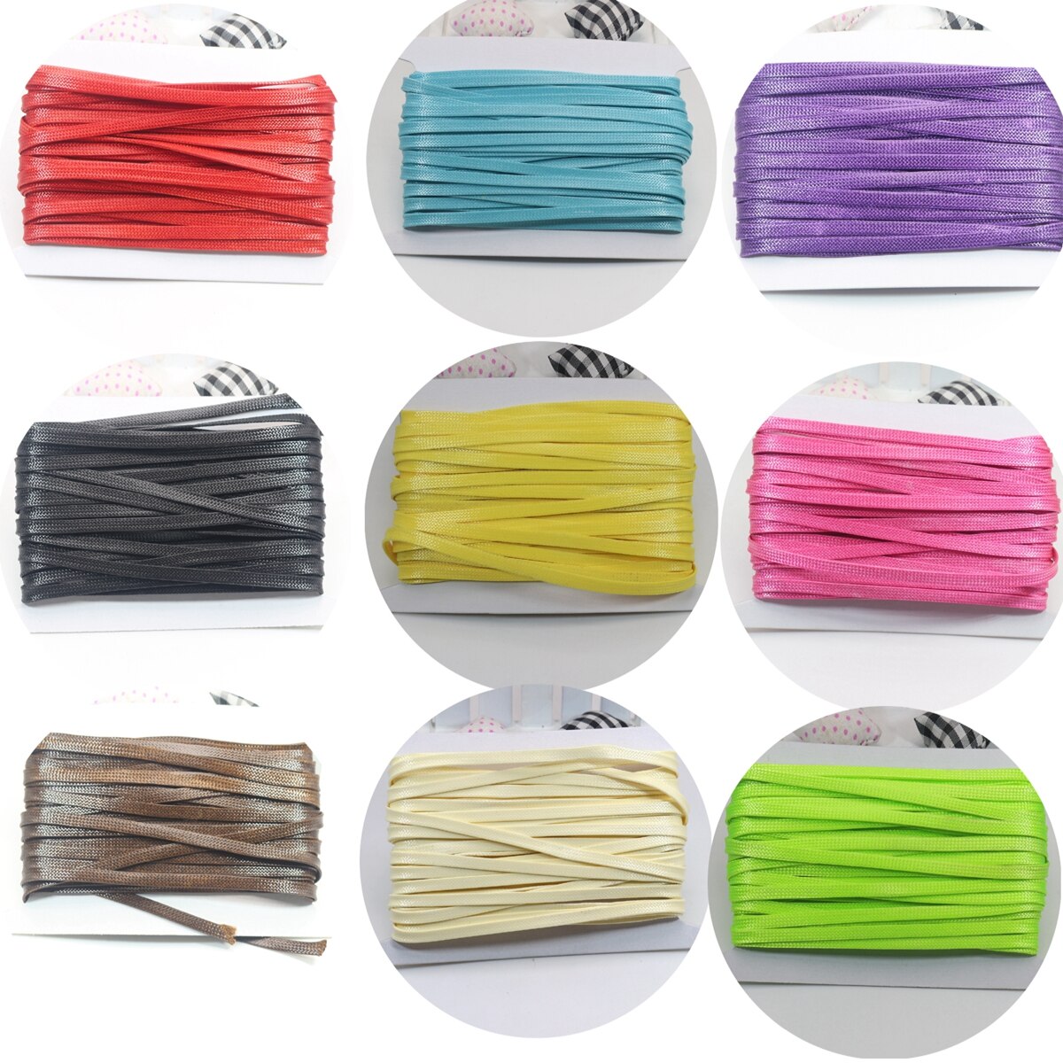 11 Yards FLAT 4mm Korean Waxed Textured Cord Craft Lace String Thread Various