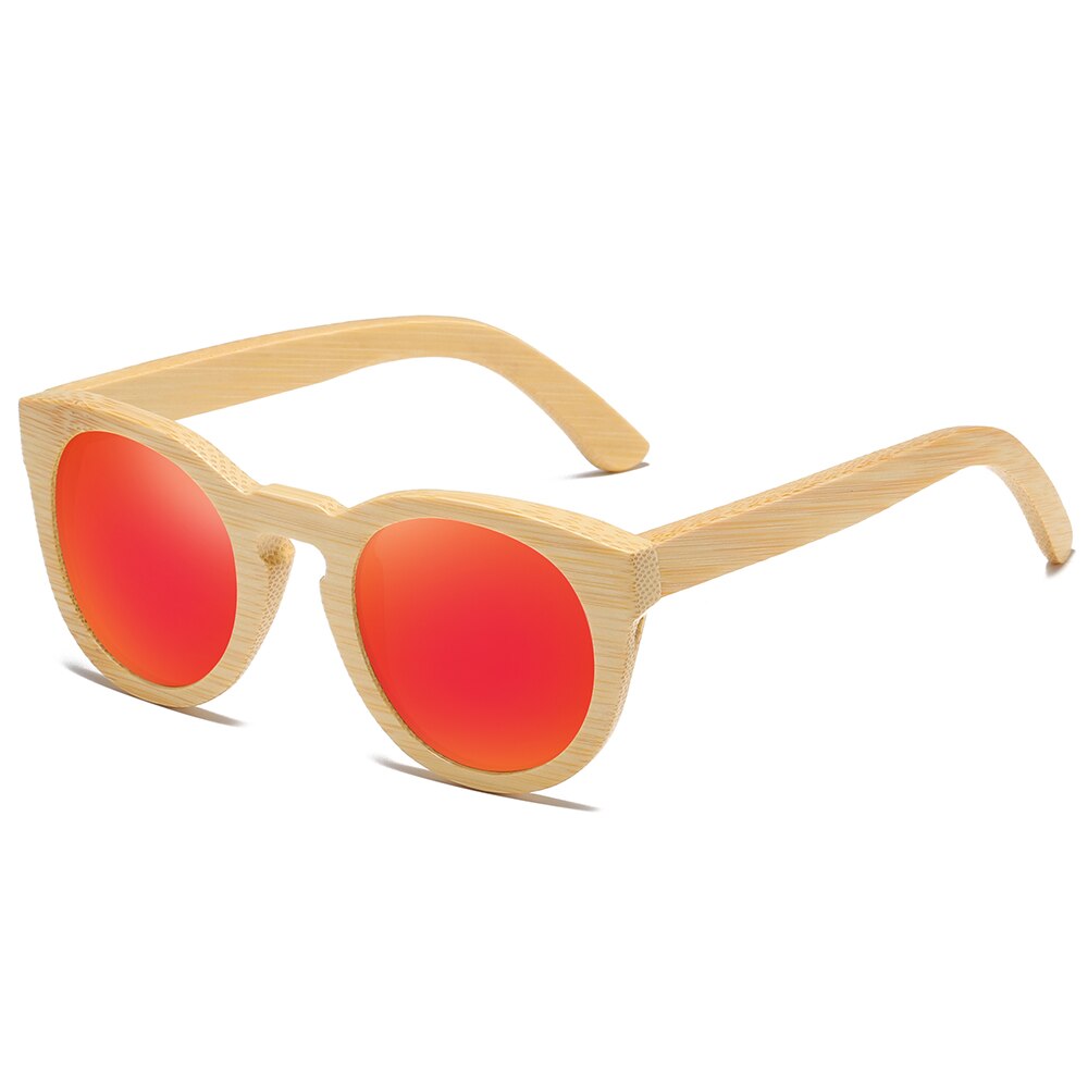 GM Natuurlijke Bamboe Zonnebril Vrouwen Gepolariseerde UV400 Klassieke zonnebril Mannen Vintage Houten Zonnebril S824: Rood