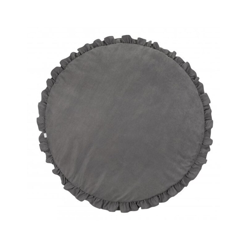 Baby Spelen Mat Kant Effen Kleur Kruipen Mat Kinderkamer Vloerkleed Ronde Game Pad: Dark Gray