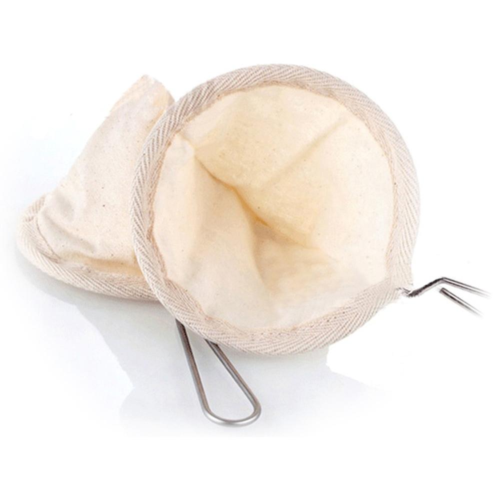 Reusable Coffee Filter Bag Stainless Steel Handle Flannel Cloth Strainer Dropping Pot Mesh Coffee Tools Tea Filter