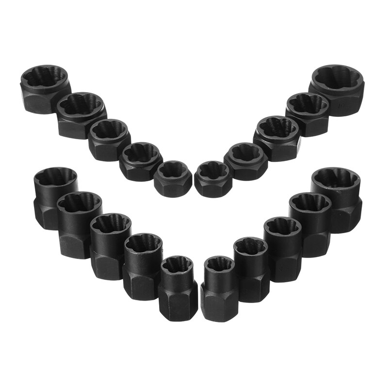 11pcs/Set Damaged Bolts Nuts Screws Remover Extractor Removal Tools Set Threading Tool Kit Black Nuts And Bolts Extractors Box