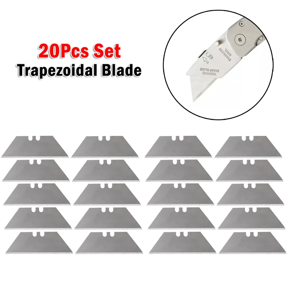 20 Pz Set Lama Trapezoidale Lama di Ricambio Strumento di Taglio Artigianale Multifunzione 60×18mm Coltelli Lama Utensili A Mano