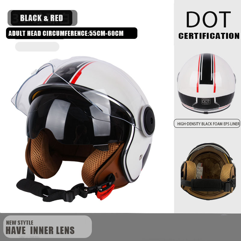 DOT-zertifizierter Vintage-Helm, offener Motorrad-Helm mit offenem Gesicht, Retro-3/4-Helm, Cruise Casco Casque Moto, Herren und Damen: Champagner