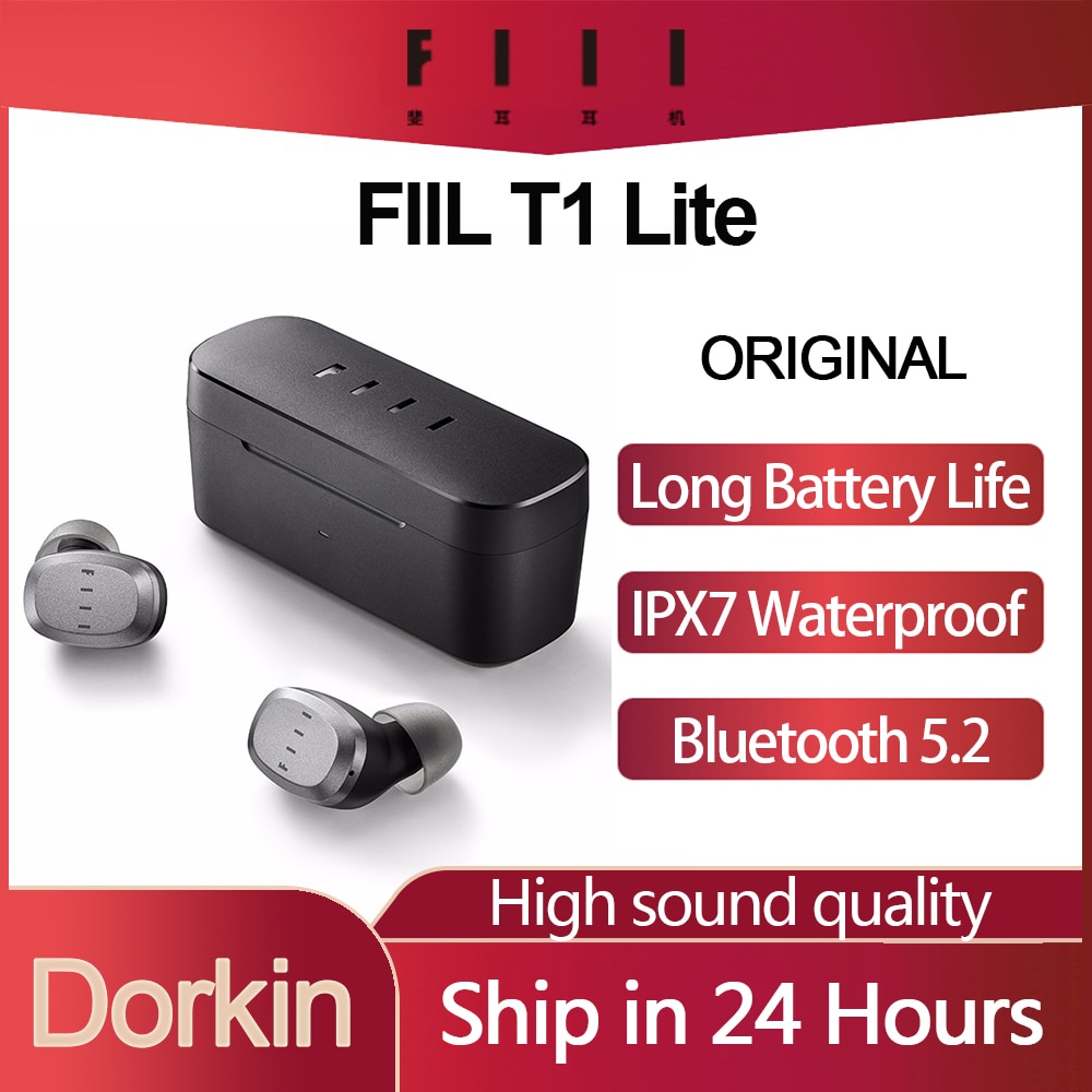 FIIL – écouteurs sans fil T1 Lite TWS Bluetooth 5.2, oreillettes authentiques, longue durée de vie de la batterie, ENC HiFi IPX7, microphone étanche