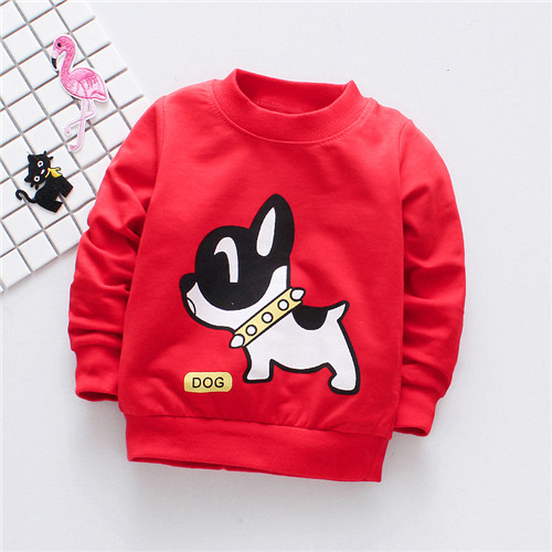 T-shirt à manches longues pour bébé garçon, en coton, mignon, avec motif de chien, printemps: Rouge / 9M