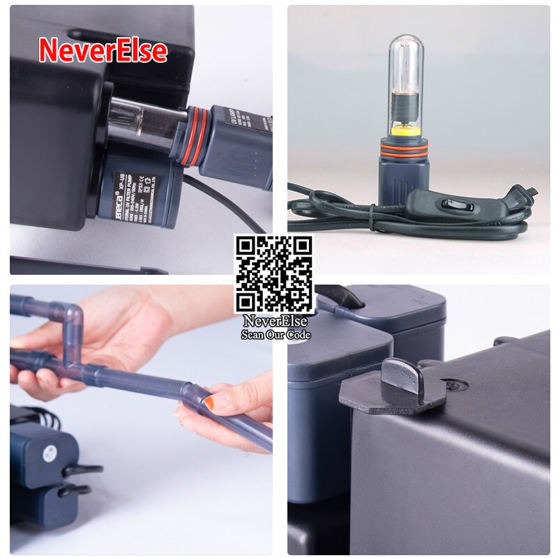 Pompe à filtre UV pour Aquarium externe 4 en 1, filtre de Circulation d'eau, stérilisateur UV, écumoire d'huile/augmente l'oxygène pour accrocher un Aquarium