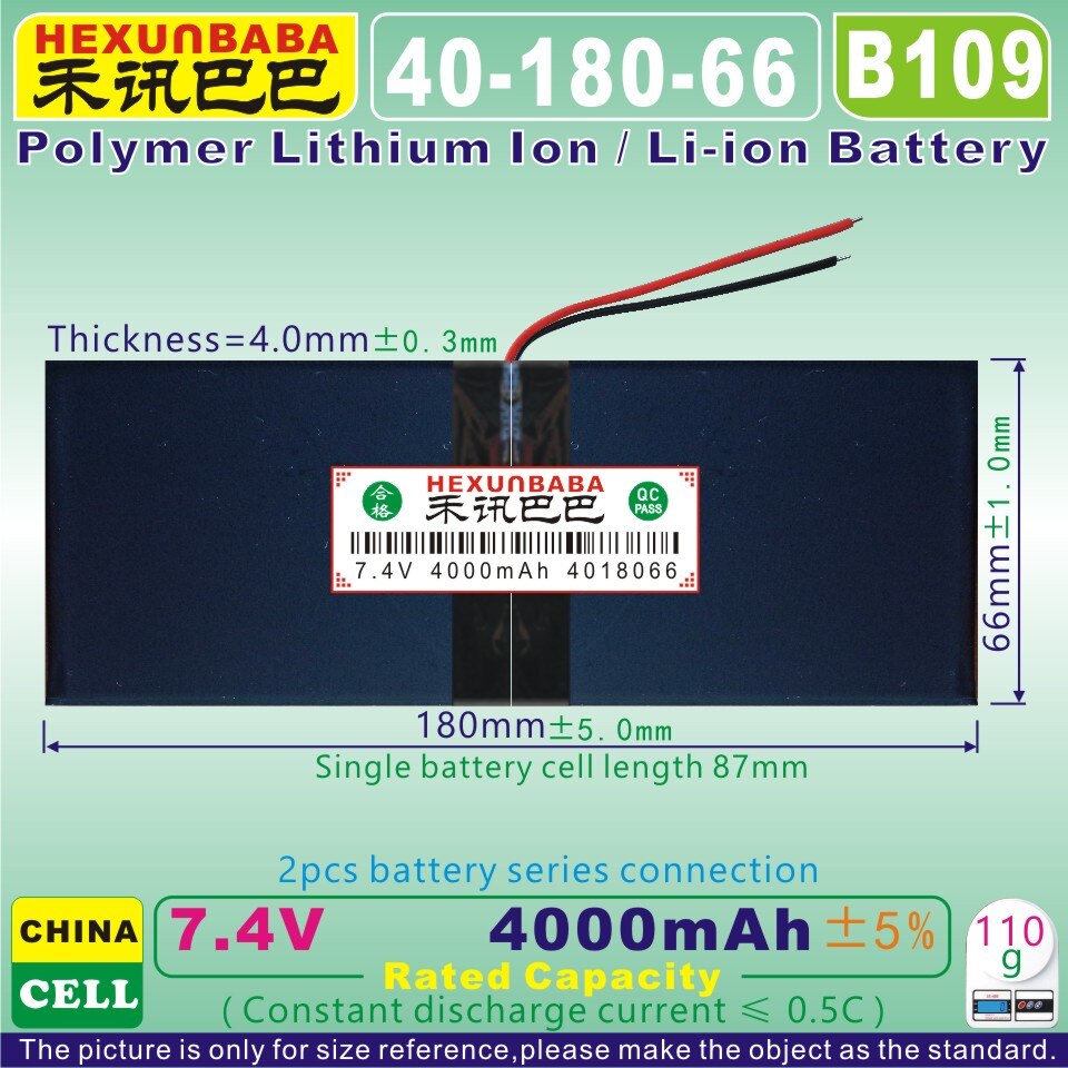 [B109] 7.4 v 4000 mah [4018066] PLIB (polymeer lithium-ion batterij) voor tablet pc; fit Voor Ainol NOVO10 hero dual core