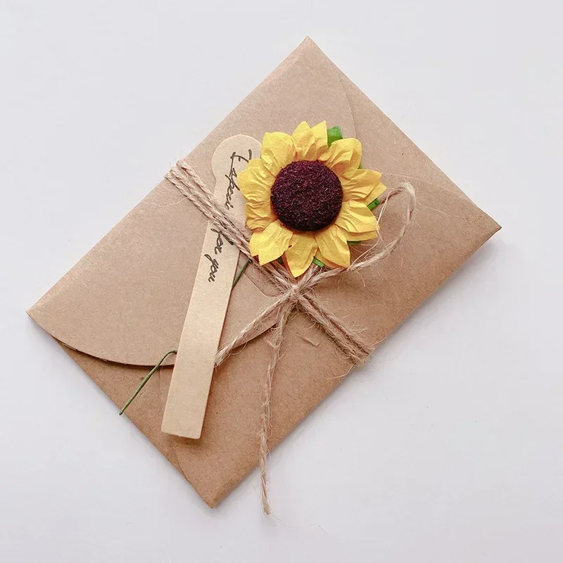 5pcs Mini Flower Envelopes with Paper Card Vintage Envelopes DIY Kawaii Christmas Party Postcards Invitation Cards Cover