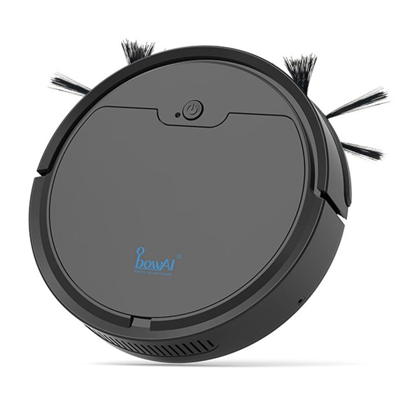 ！-BowAI Multifunctional Robot Vacuum Cleaner, 3-In-1 Auto Rechargeable Smart Sweeping Robot Dry Wet Sweeping Vacuum Cleaner H: Black