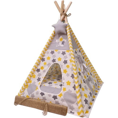 Moonstar Gray Yellow Starry Cat Dog Tent