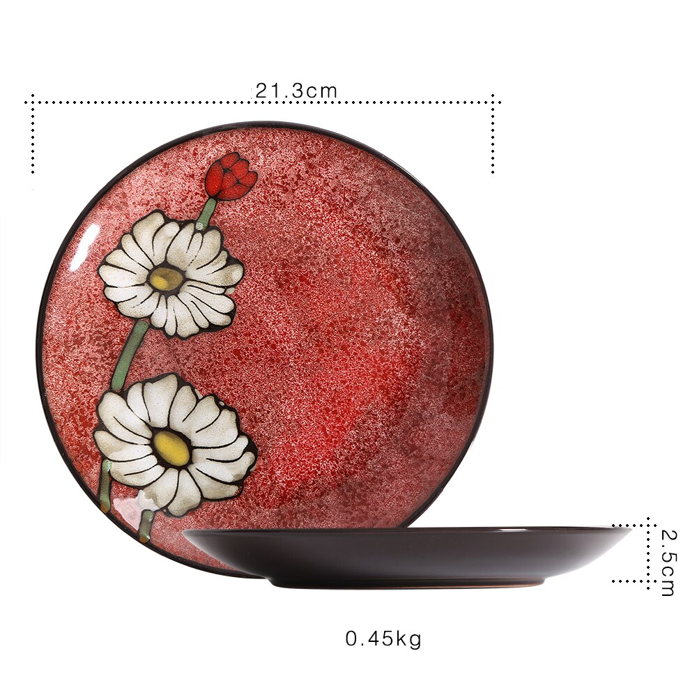 Chinees retro keramisch serviesgoed soeppan lepel borden servies huishoudelijke keukenbenodigdheden handgeschilderd bloemenpatroon: En