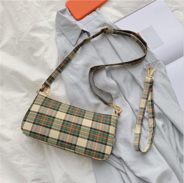 Gusure vintage retro taschen damen hand tasche Französisch plaid rote tasche frau elegante bolsa feminina schulter tasche: Green