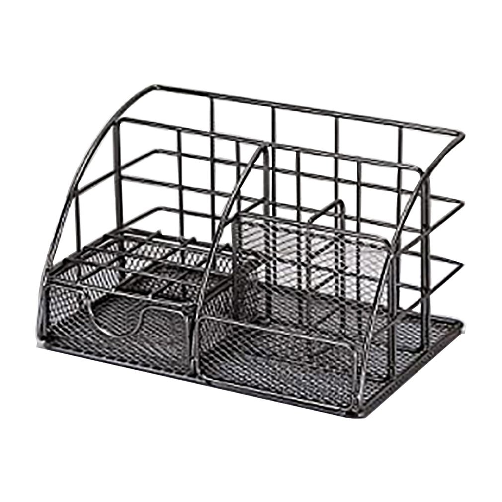 Desk Organiser Metal Office Organiser Storage Rack Shelf Office Table Decoration Rack Home: black