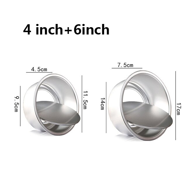 Set van 3 ronde bakvormen van aluminiumlegering met antiaanbaklaag, 4/6/8 inch bakvormen met verwijderbare bodem, keukenbakvormen: 4 inch 6 inch