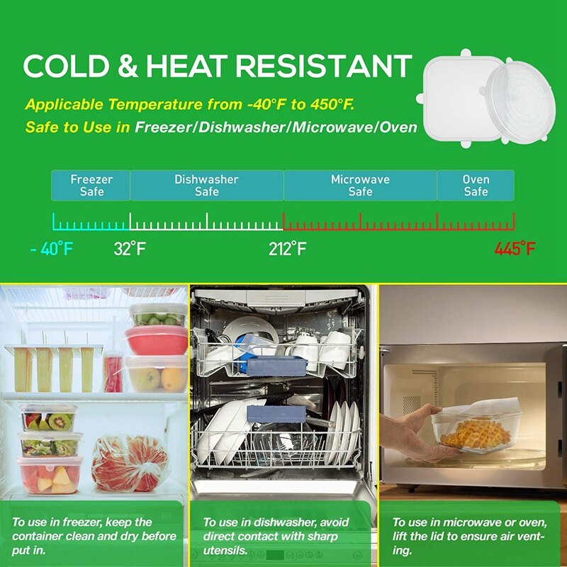 Big Silicone Stretch Lids 16 Airtight Magic Stretchy Lids for Food Storage and Fresh Keeping, Reusable Food Covers Huggers