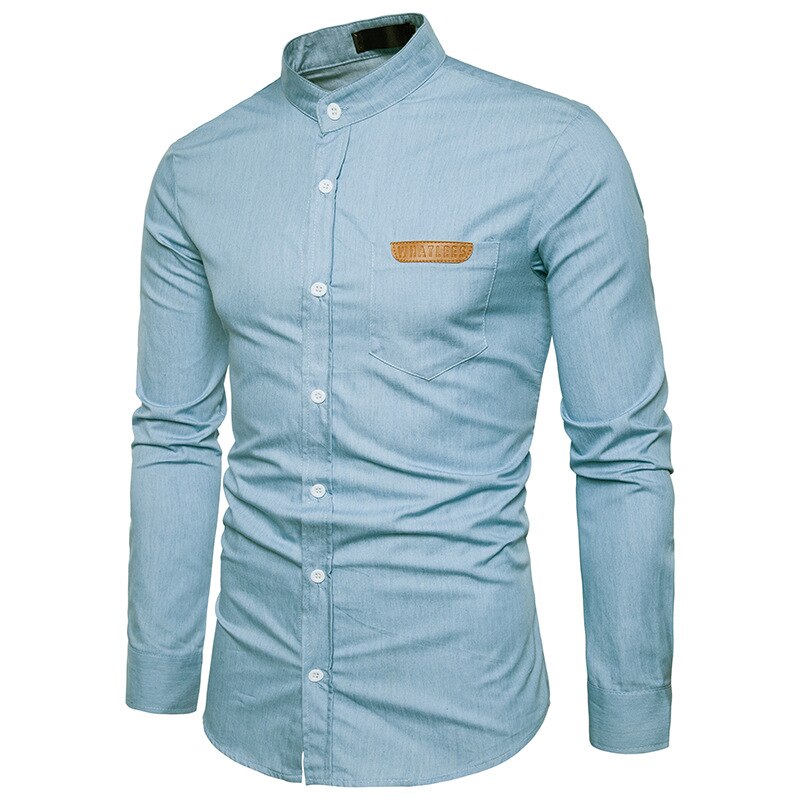 Hommes jean Chemise flambant neuf hommes Denim Chemise décontracté coton hommes robe chemises à manches longues coupe mince Henley Chemise Chemise Homme