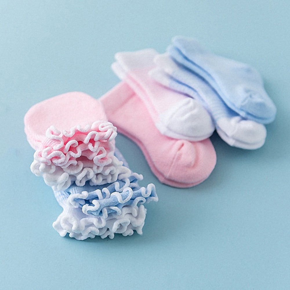 4pairs Newborn Baby Gloves Socks Sets Protection Face Newborn Baby Mittens Anti-scratch Cotton Striped Breathable Elastic Gloves