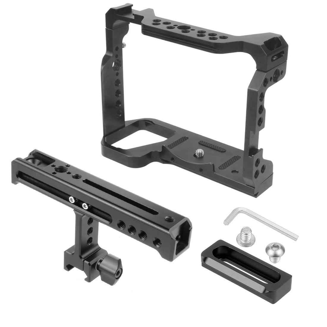 CNC A73 A9 Camera Cage Rig w Top Handle Grip Tripod Mount for Sony A7RIII A7III A7MIII Cooling Bracket a7iii a7r3 a7m3 Extension: Combo C Slider Grip