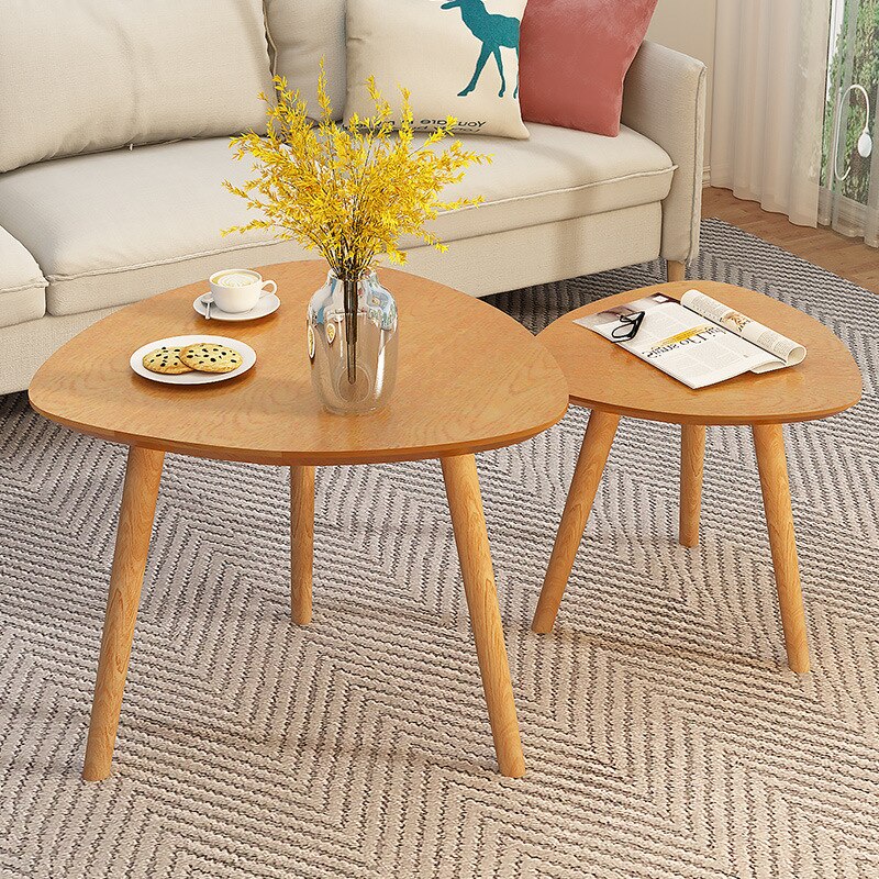 Triângulo conjunto misto pequena mesa de café sala estar quarto criativo mesa cabeceira moderno e minimalista sofá mesa lateral mesa de centro: Solid wood and solid