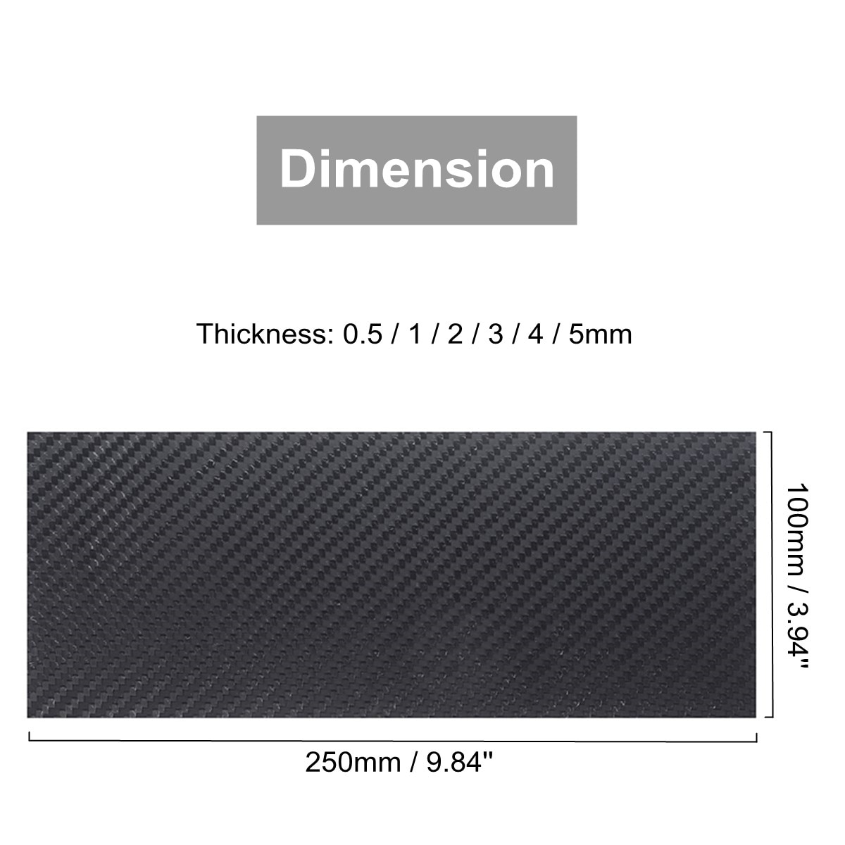 0.5-5MM 100X250mm 3K Mat Oppervlak Twill Carbon Plaat Panel Vellen Hoge Composiet Hardheid materiaal Anti-Uv Carbon Fiber Board