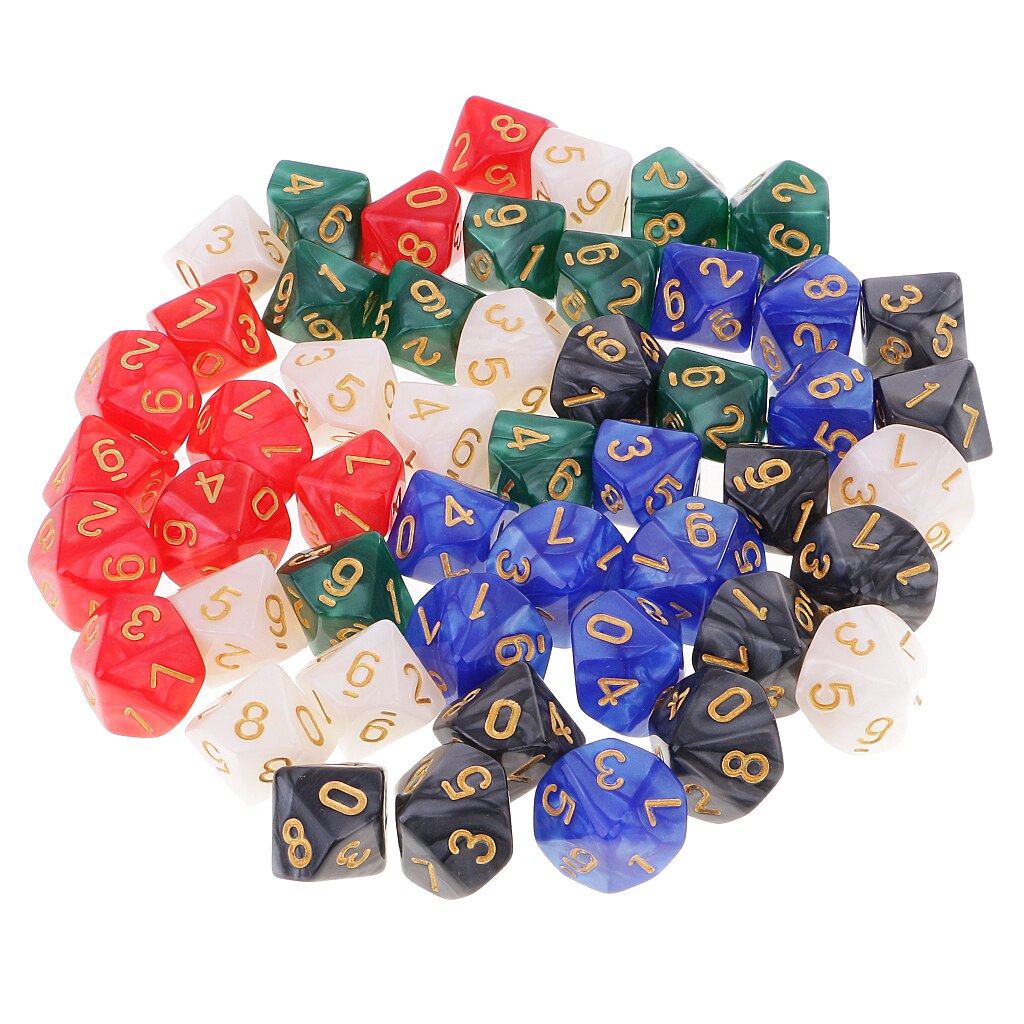 50 Sterven Polyhedral Set 16 Mm D10 Dobbelstenen Met Dobbelstenen Draagtas Voor Wiskunde Onderwijs