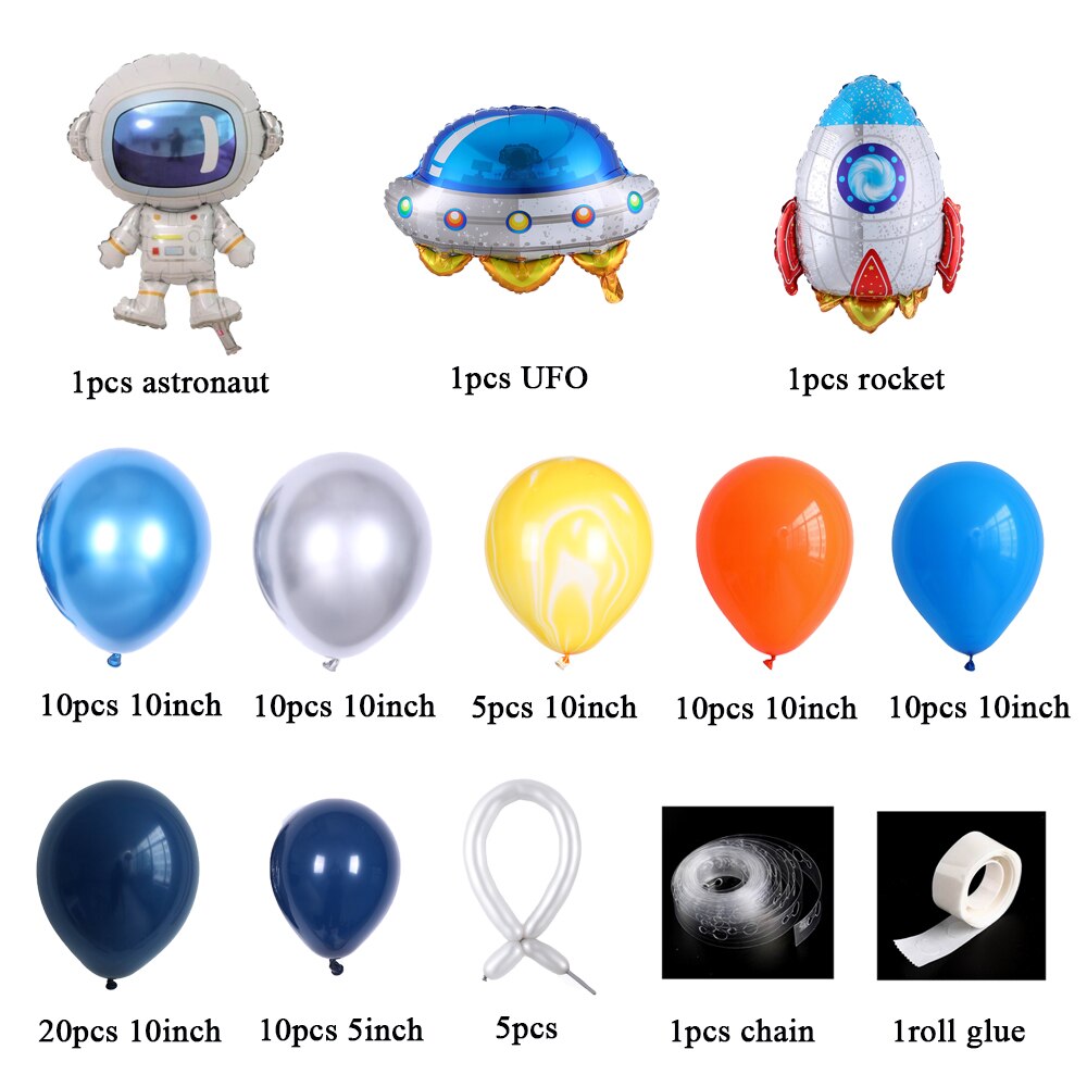 Outer Space Balloon Garland Kit 85Pcs Universe Space Planets Party UFO Rocket Astronaut Balloons Kids Birthday Party Decorations: Default Title