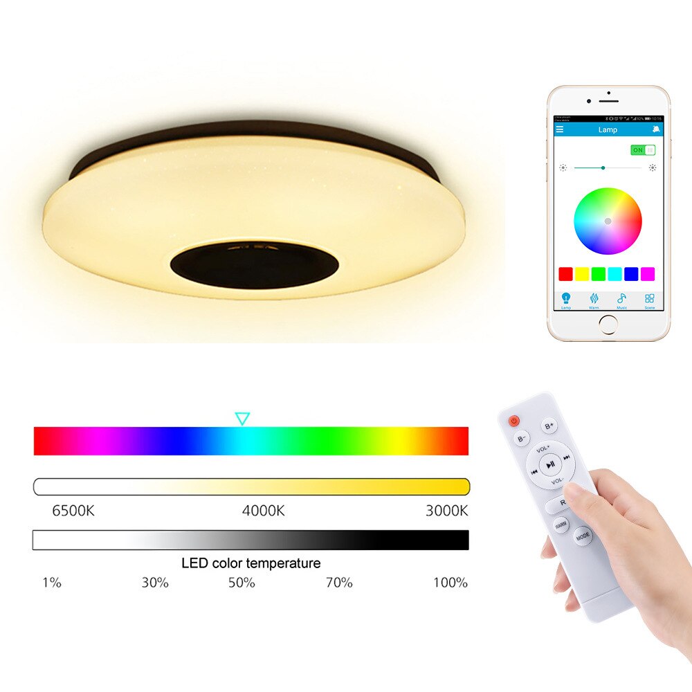 Dimbare Led Plafond Licht Met Bluetooth Speaker Smart App Afstandsbediening Moderne Led Plafond Verlichting Muziek Lamp Voor Woonkamer