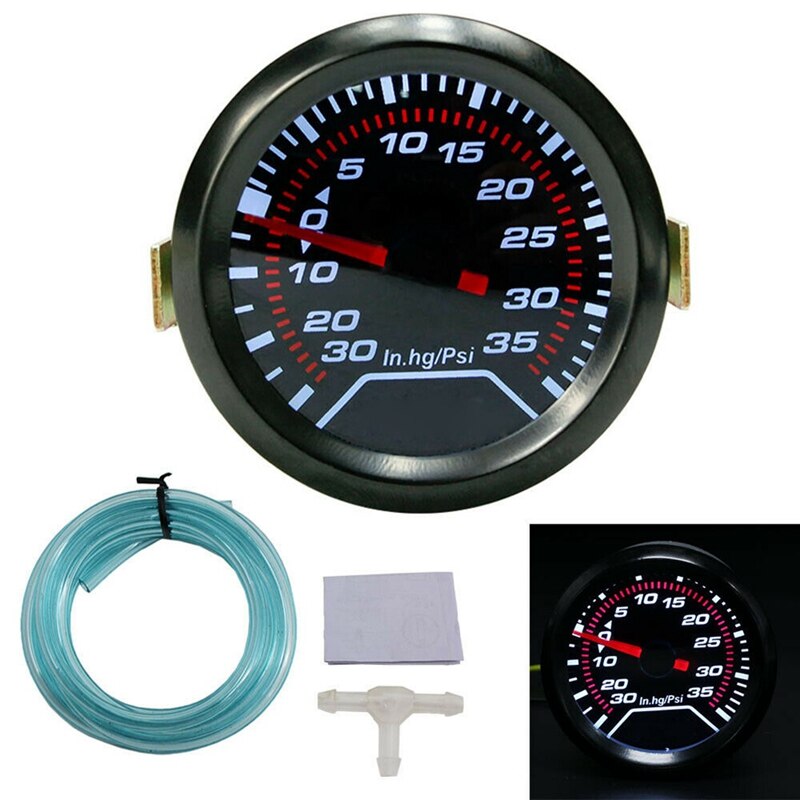 1 Set 52mm 2 Inch LED Turbo Boost Press Pressure Vacuum Gauge Meter & 1 Set 9 Inch Car Fuel Filter D Cell Cups
