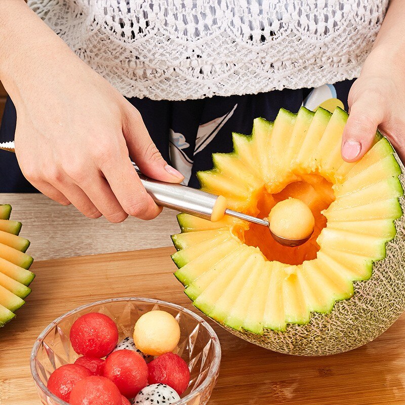 Multifunctionele Fruit Scoop Roestvrijstalen Huis Keuken Bar Fruit Carving Cutter Melon Ball Scoop Diy Wobble Gereedschap