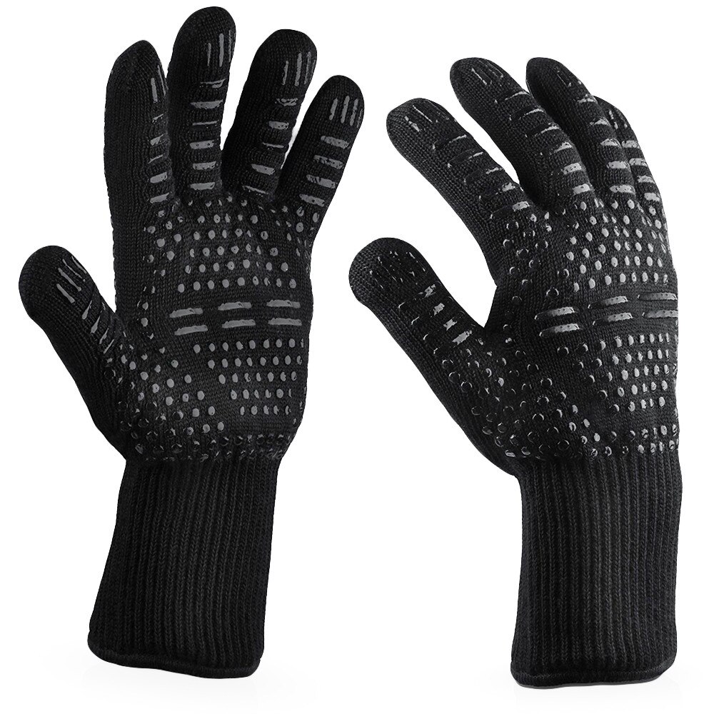 Gants anti-brûlure résistants à chaleur,mitaines pour barbecue, pour cuisine, ignifuges, antidérapants pour boulangerie, pâtisserie: H