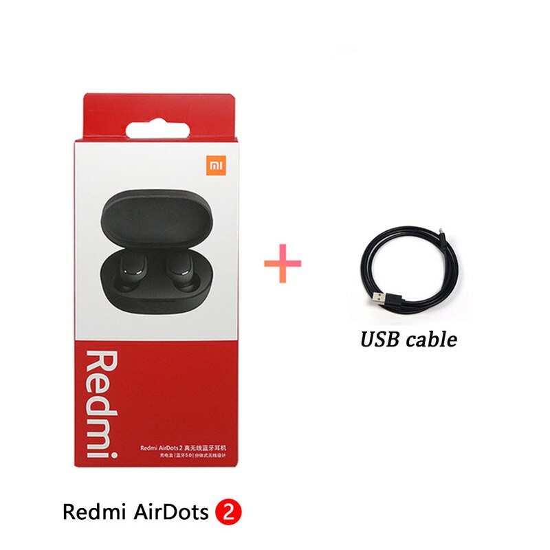 Originele Xiaomi Oordopjes Redmi Airdots 2 Tws Draadloze Koptelefoon Bluetooth 5.0 Ruisonderdrukking Met Mic Xiaomi Airdots 2S Headset: with cable