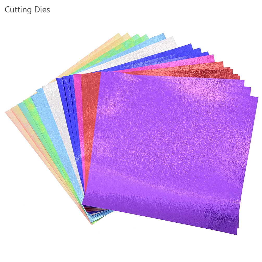 20 ark/lot folie dekorativ yta papper hantverk fyrkantiga origami papper konst gör det själv tillbehör