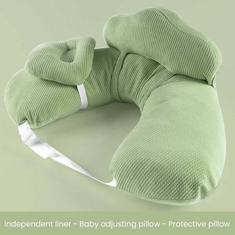 Almohada brillante de algodón para bebé, almohada de lactancia de color, almohada de maternidad para bebé, almohada de alimentación para bebé: C-Green