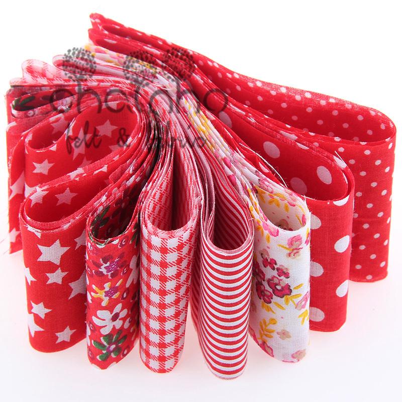 Cotton Strips Fabrics Ribbon Fabric Roll Quilting Patchwork Textile For Sewing Toys Tilda Red Series6cmx100cm 7pcs/lot BCC001
