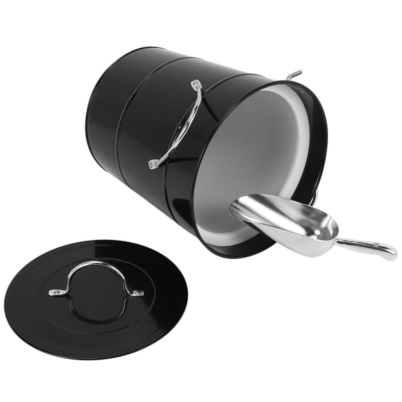 Thickened Tin Bucket with Lid Ice Bucket Portable Round Small Ice Bucket Bar Beer Bucket Ice Cube Container