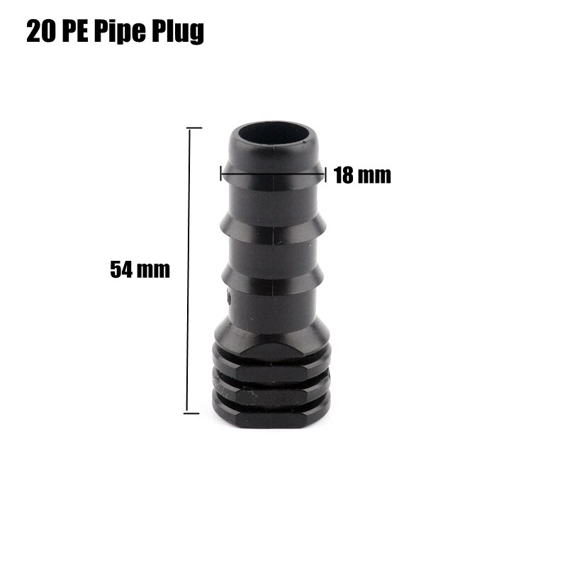 10 stk 20mm pe rørforbindelser landbrugs mikrovandingsslangeforbindelse havevandingssæt rør tee albuesamlinger: 20pe rørs prop