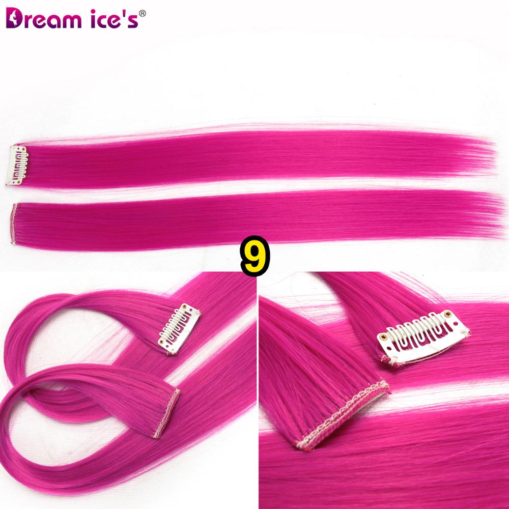 Synthetische Lange Enkele Clip In Hair Extensions Een Stuk Roze Regenboog Kleur Mode Rechte Haarstukje Voor Vrouwen En Meisje: #16